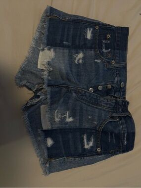 American Eagle Outfitters Distressed Dark Indigo Denim Cutoff Shorts